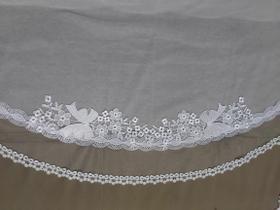 VÉU CCB renda larga com barra cristal - Quadrado ou Redondo -