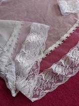 VÉU CCB renda larga nota musicais com poá notas - Quadrado ou Redondo -