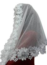 VÉU CCB renda larga - Redondo (bico) - Elegante e sofisticado
