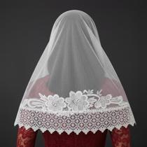 Véu Ccb Renda Média Guipir Com Aplique - Pronta Entrega!