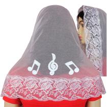 Véu Ccb Renda Tule Notas Musicais (aplicação)