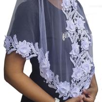 Véu ccb tule francês/transparente 3d vilma congregação cristã no brasil