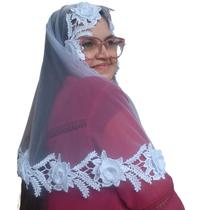 Véu CCB Tule Francês Transparente Renda 3D Adulto