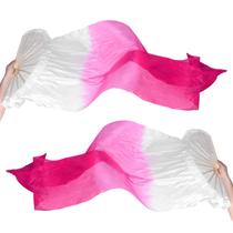 Véu de leque de seda Belly Dance PATIKIL 150x80cm em gradiente branco Véu de leque de seda Belly Dance PATIKIL 150x80cm em gradiente branco