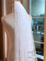 Véu de Noiva 2 Metros Pérola Mantilha Longo Branco V30