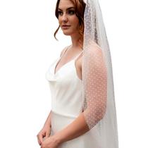 Véu De Noiva Casamento Bolinhas Mantilha Longo 2m Com Pente - Branco Véu De Noiva Casamento Bolinhas Mantilha Longo 2m Com Pente - Branco