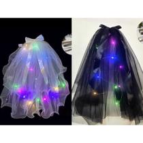 Véu De Noiva Com Presilha Led Branco Preto Fantasias Festas