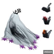 Véu de Noiva Halloween com Aranhas Color