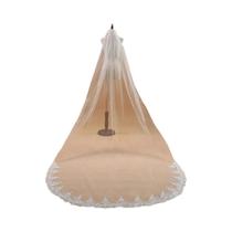 Véu De Noiva Longo Branco Marfim 3M Com Uma Camada E Borda De Renda - Acessório De Noiva Véu De Noiva Longo Branco Marfim 3M Com Uma Camada E Borda De Renda - Acessório De Noiva