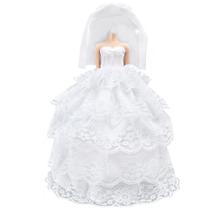 Véu de vestido de princesa para bonecas de 11,5 polegadas E-TING