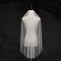 Véu Mantilha Curto Noiva Casamento Branco Pente Pérola V17 Véu Mantilha Curto Noiva Casamento Branco Pente Pérola V17