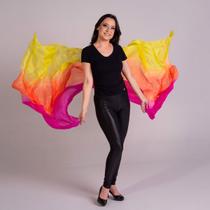Véu Seda Pura Colorido Dança do Ventre Amarelo, Laranja e Rosa - VEU-SEDAA-12 Véu Seda Pura Colorido Dança do Ventre Amarelo, Laranja e Rosa - VEU-SEDAA-12