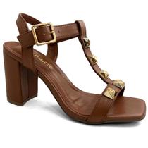 Via Marte Sandalia Feminina Salto Bloco 139-001-01 Ganache