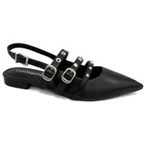 Via Marte Sapatilha Slingback Bico Fino 144-007-01 Preto Via Marte Sapatilha Slingback Bico Fino 144-007-01 Preto
