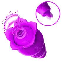 Vibrador 2 em 1 Magic Flower com Estimulo de Sucção e Língua Roxo - Sexy Import