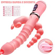 Vibrador Clitóris Recarregável 3 em 1 Anal Vaginal Estimulador Massageador Triplo Ponto G 12 Vibrações