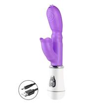 Vibrador com Estimulador de Clitoris 12 Vibrações Rosa e Roxo Vibrador Feminino - MIMA S2