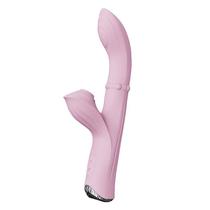 Vibrador com Tapping e Sugador no Clitóris com Anel de Esferas Vai e Vem e Tela de LCD Rosa