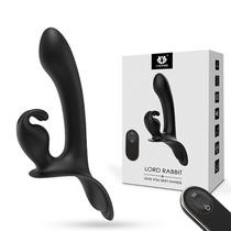 Vibrador de Ponto G e Clitóris com Controle Remoto e Cinta Ajustável Lord Rabbit Preto