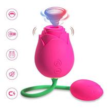 Vibrador Estimulador Com Sucção Pulsação Em Formato De Rosa Massagedor Clitoris 10 Velocidades Recarregavel