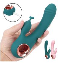 Vibrador Feminino Coelho Verde à Prova dÁgua Recarregável para Ponto G 10 Modos de Velocidade - Hard