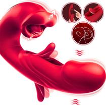 Vibrador Feminino Estimulação Tripla Glande Boca Slap Forte