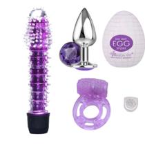 Vibrador Feminino Personal com Capa + Plug Anal Em Aço + EGG Masturbador Masculino+ Anel Peniano