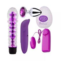 Vibrador Feminino Ponto G + Golfinho Estimulado Clitóris + Egg Masturbador + Bullet + Plug Anal