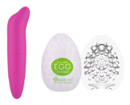 Vibrador Feminino Ponto G Golfinho + Masturbador Masculino Egg Ovo - Sexy Import