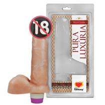 Vibrador Feminino Prótese Estimulador Ponto G Com Escroto E Vibro 16x3,5 Cm Sexy Fantasy Sex Shop Produtos Adulto