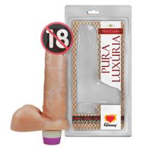 Vibrador Feminino Prótese Estimulador Ponto G Realístico Com Escroto E Vibro 16x3,5 Cm - Sexy Fantasy Sex Shop Produtos Adulto