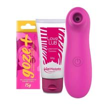 Vibrador Feminino Sugador de Clitóris + Lubrificante Íntimo + Excitante Feminino