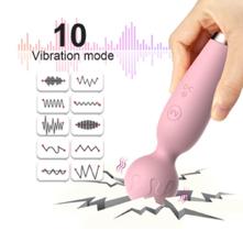 Vibrador Feminino Varinha Mágica Wagic Wand 10 Modos de Vibrações Rosa Claro - QC