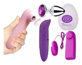 Vibrador Golfinho + Bullet Estimulador + Sugador de Clitóris + Plug Anal + Masturbador Masculino