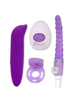 Vibrador Golfinho Ponto G + Anel Peniano com Vibro + Egg Masturbador + Plug Anal Vibratório
