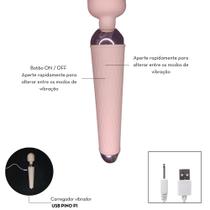 Vibrador Massageador Clitoriano Varinha Mágica Portátil, Silencioso e Recarregável