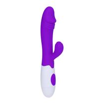 Vibrador Ponto G Aveludado com Estimulador Clitoriano Vaginal Recarregável Portátil Bateria USB - MIMA S2