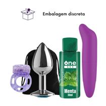 Vibrador Ponto G Gel Lubrificante One Sex Plug Anal Tamanho P Anel Peniano Com Vibrador