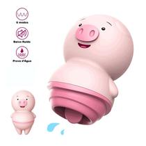 VIBRADOR PORQUINHO masturbador feminino com Esimulador de língua - 6 modos de vibração - PIG