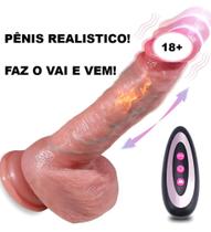 Vibrador Recarregável C/ Ventosa C/ Controle Remoto Modos Movimentos Vai e Vem e vibração 25CmX4,5