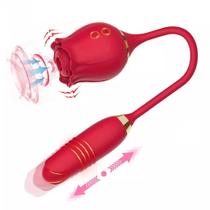 Vibrador Rosa Sugador de clitóris com Vibrador vai e vem, Clitóris Vagina e Anal Recarregável ZDBROSA