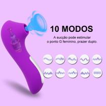 Vibrador Sugador de Clitóris Recarregável - 10 Modos de Vibrações - Estimulador clitoriano Vibrador Sugador de Clitóris Recarregável - 10 Modos de Vibrações - Estimulador clitoriano