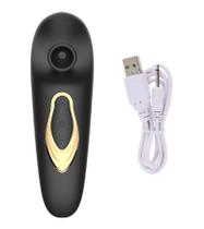 Vibrador Sugador de Clitóris Recarregável - 5 Modos de Estimulação Em Silicone Macio por Ondas de Pressão Possui Toque Aveludado Preto