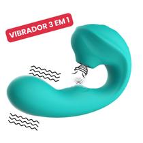 Vibrador Triplo 3 em 1 Sugador Pulsação Penetrável Ponto G Recarregável Aveludado