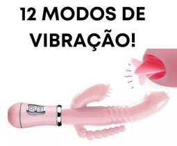 Vibrador triplo de Ponto G, anal e Clitóris com língua estimuladora Pilhas - Sexy Import