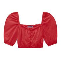 Vic Vicky Blusa Cropped em Malha Elastic Vermelho