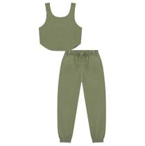 Vic Vicky Conjunto Top Cropped e Calça Jogger Verde Escuro