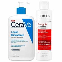 Vichy Dercos e Cerave Kit Shampoo + Loção de Hidratante