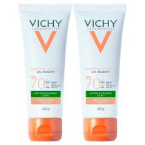 Vichy Idéal Soleil Purify Kit com 2 Unidades Protetor Solar Facial com Cor FPS70 - Clara