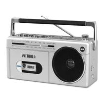Victrola VBB-25-SLV - Boombox Bluetooth com Toca-fitas Prata